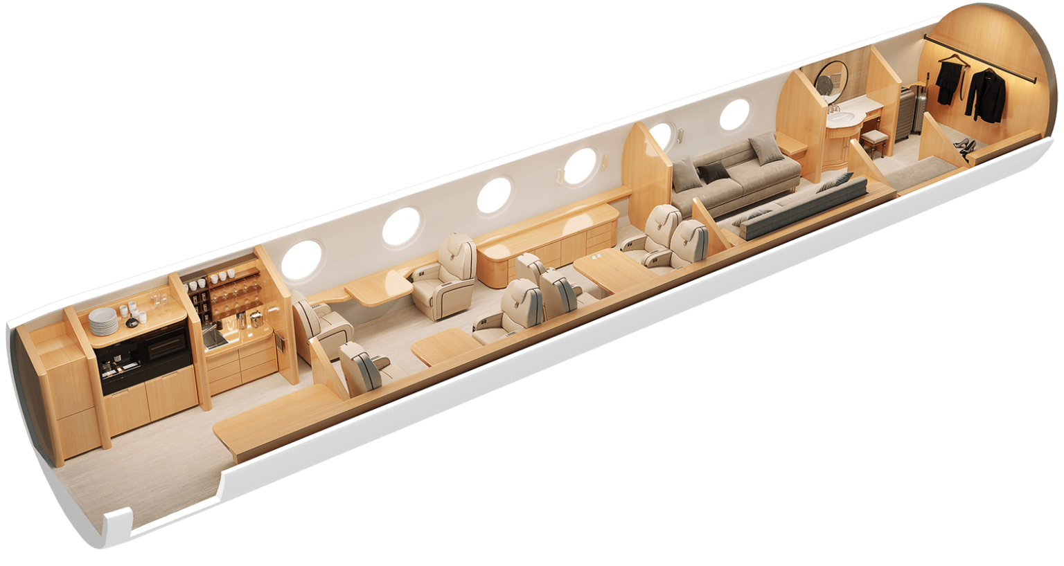 Gulfstream G450 cabin cutaway diagram